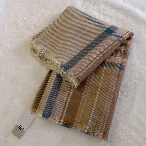 BP. || Stripe/Plaid Tan-Blue Infinity Scarf. - Picture 1 of 6